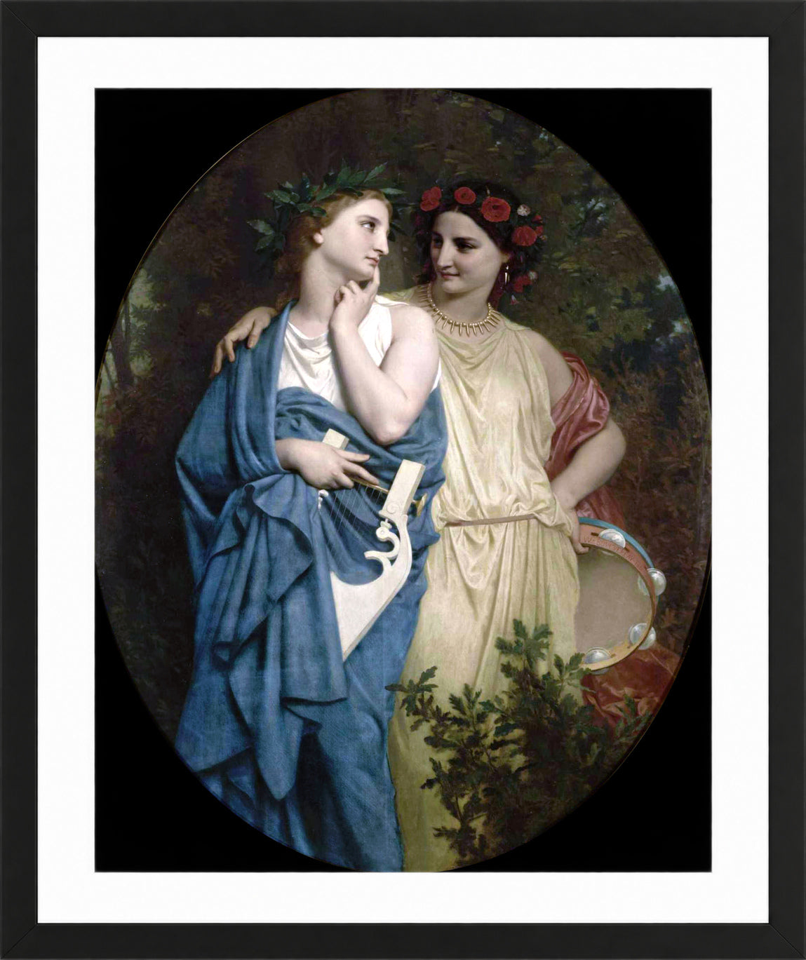 William-Adolphe Bouguereau Print, Philomela and Procne (1861) in a black frame