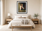 William-Adolphe Bouguereau Print, Pifferaro (1870) displayed above a bed