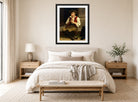 William-Adolphe Bouguereau Print, Pifferaro (1874) displayed above a bed