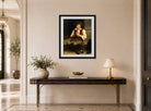 William-Adolphe Bouguereau Print, Pifferaro (1874) displayed above a console table