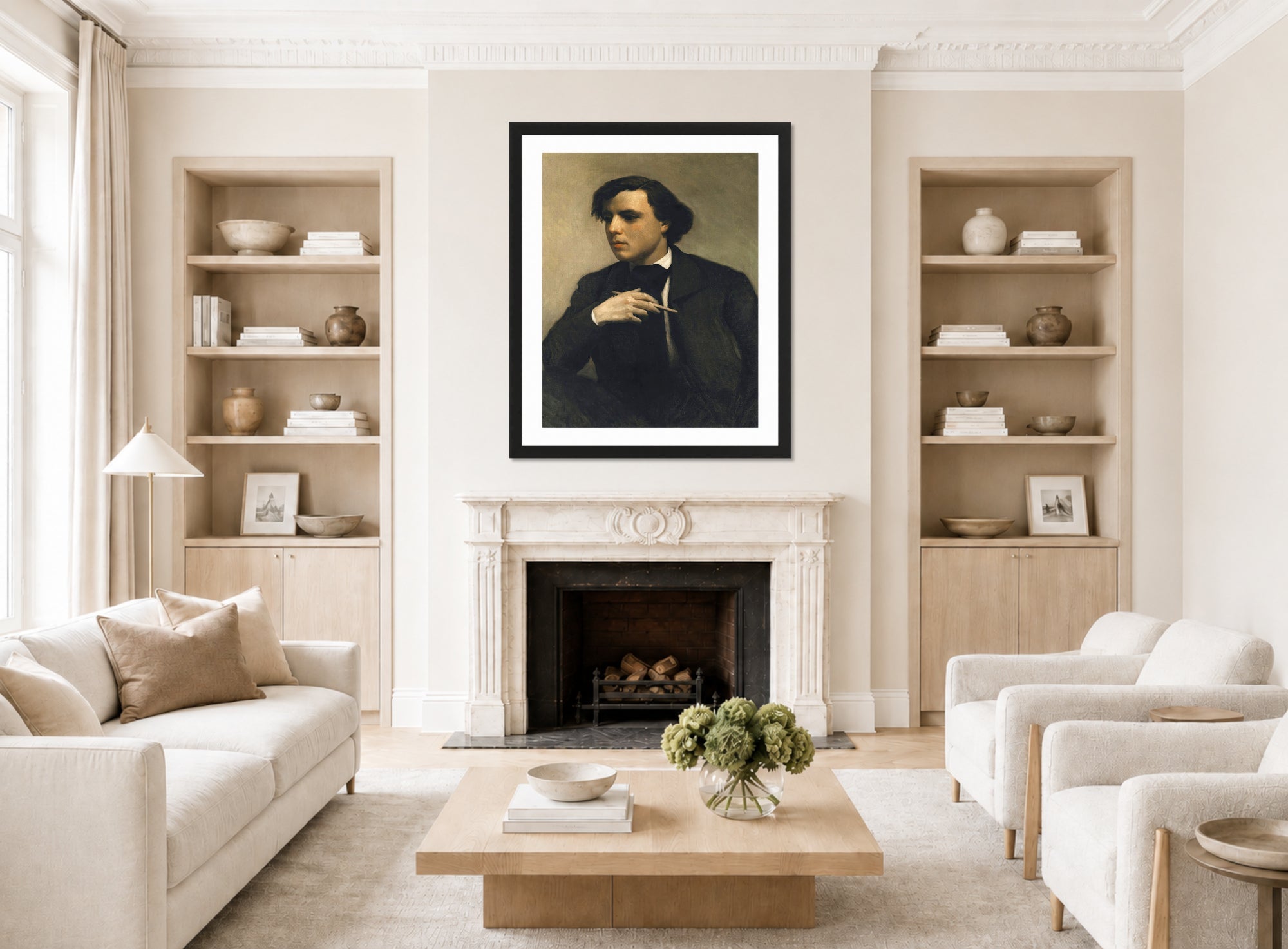 William-Adolphe Bouguereau Print, Portrait De Ferdinand Chaigneau displayed in a Scandinavian living room