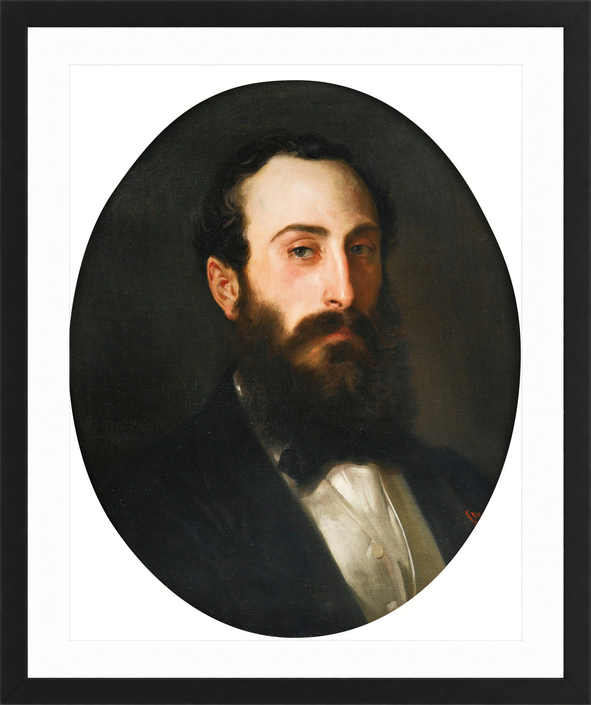 William-Adolphe Bouguereau Print, Portrait de Fernand Bartholoni in a black frame