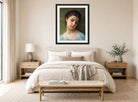 William-Adolphe Bouguereau Print, Portrait De Jeune Fille (1898) displayed above a bed