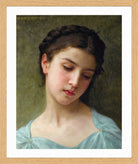 William-Adolphe Bouguereau Print, Portrait De Jeune Fille (1898) in a light oak frame