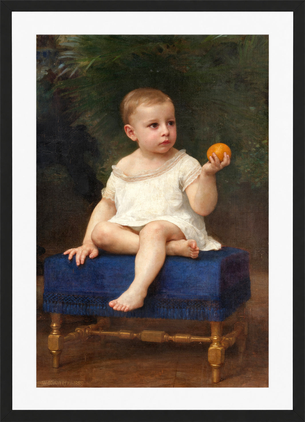 William-Adolphe Bouguereau Print, Portrait of a Child of Madame Porter (1889) in a black frame