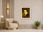 William-Adolphe Bouguereau Print, Portrait Of A Man ( 1850) displayed in an Art Deco interior