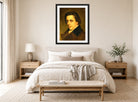 William-Adolphe Bouguereau Print, Portrait Of A Man ( 1850) displayed above a bed