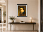 William-Adolphe Bouguereau Print, Portrait Of A Man ( 1850) displayed above a console table