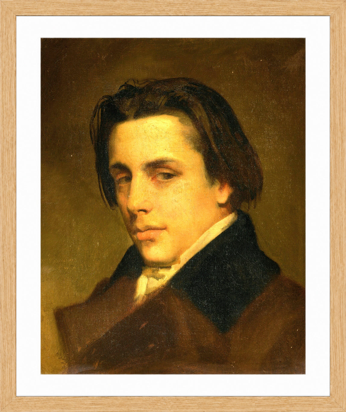 William-Adolphe Bouguereau Print, Portrait Of A Man ( 1850) in a light oak frame
