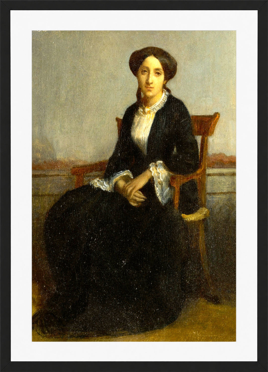 William-Adolphe Bouguereau Print, Portrait of Céline Geneviève in a black frame
