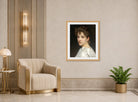 William-Adolphe Bouguereau Print, Portrait Of Gabrielle Cot (1890) displayed in an Art Deco interior
