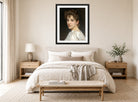 William-Adolphe Bouguereau Print, Portrait Of Gabrielle Cot (1890) displayed above a bed