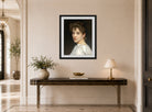 William-Adolphe Bouguereau Print, Portrait Of Gabrielle Cot (1890) displayed above a console table