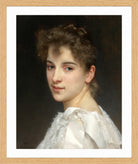William-Adolphe Bouguereau Print, Portrait Of Gabrielle Cot (1890) in a light oak frame