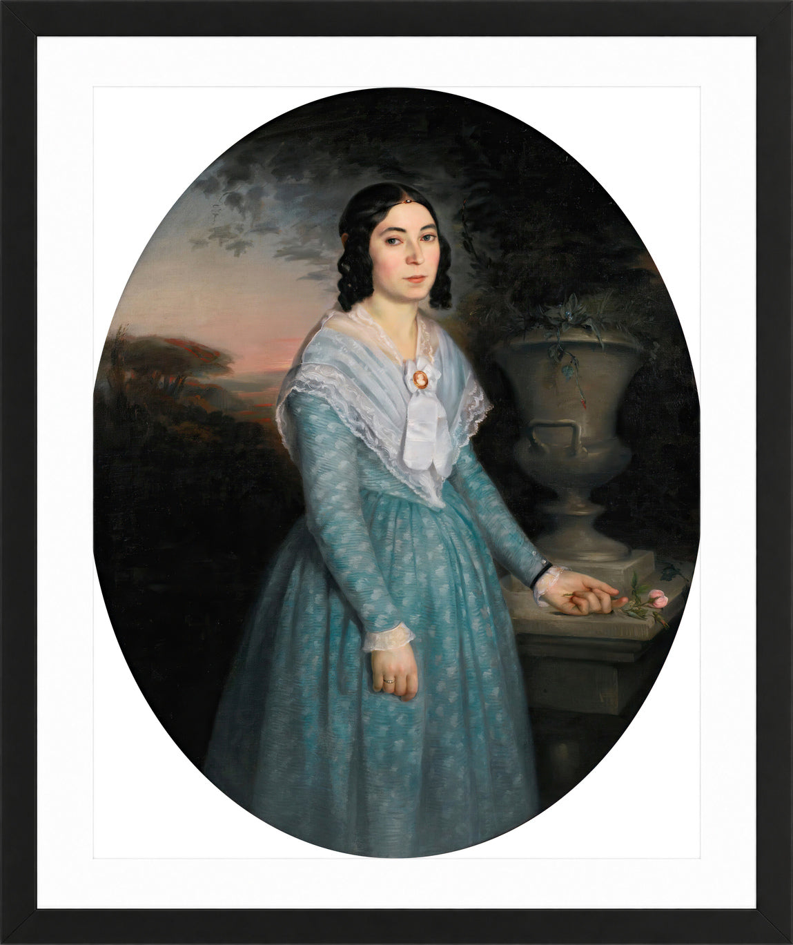 William-Adolphe Bouguereau Print, Portrait Of Marie-Célina Brieu (1846) in a black frame