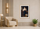 William-Adolphe Bouguereau Print, Premières caresse (1901) displayed in an Art Deco interior