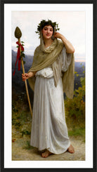 William-Adolphe Bouguereau Print, Prêtresse de Bacchus (1894) in a black frame
