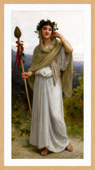 William-Adolphe Bouguereau Print, Prêtresse de Bacchus (1894) in a light oak frame