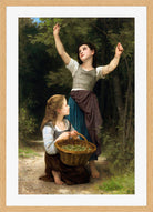 William-Adolphe Bouguereau Print, Récolte de noisettes (1883) in a light oak frame