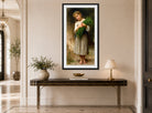 William-Adolphe Bouguereau Print, Retour des champs (1898) displayed above a console table