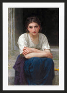 William-Adolphe Bouguereau Print, Rêverie sur le seuil (1893) in a black frame