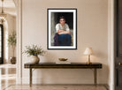 William-Adolphe Bouguereau Print, Rêverie sur le seuil (1893) displayed above a console table