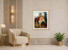 William-Adolphe Bouguereau Print, Sainte Famille (The Holy Family) (1863) displayed in an Art Deco interior