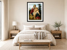 William-Adolphe Bouguereau Print, Sainte Famille (The Holy Family) (1863) displayed above a bed