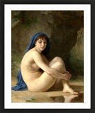 William-Adolphe Bouguereau Print, Seated Nude (1884) in a black frame