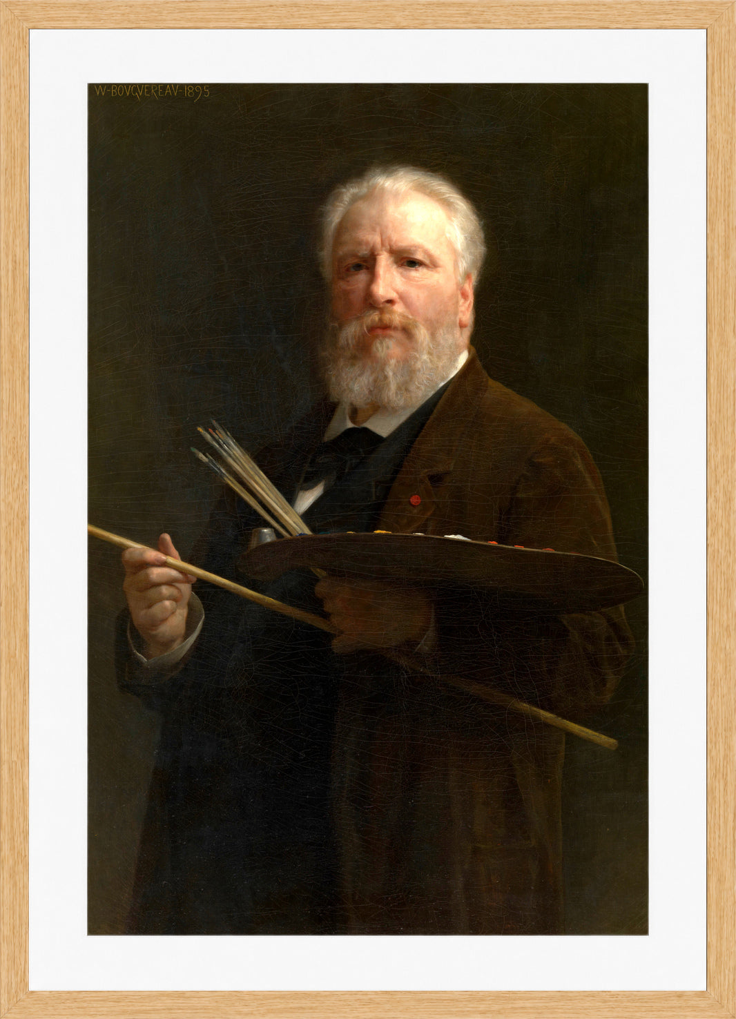 William-Adolphe Bouguereau Print, Self Portrait (1895) in a light oak frame