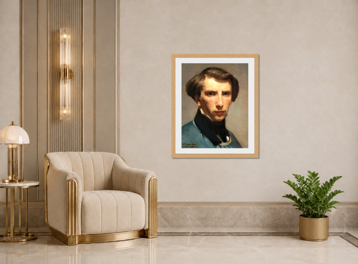 William-Adolphe Bouguereau Print, Self-Portrait displayed in an Art Deco interior