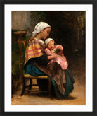 William-Adolphe Bouguereau Print, Study of a Mother and Child in a black frame