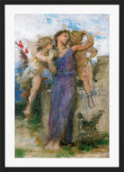 William-Adolphe Bouguereau Print, Tendres propos in a black frame