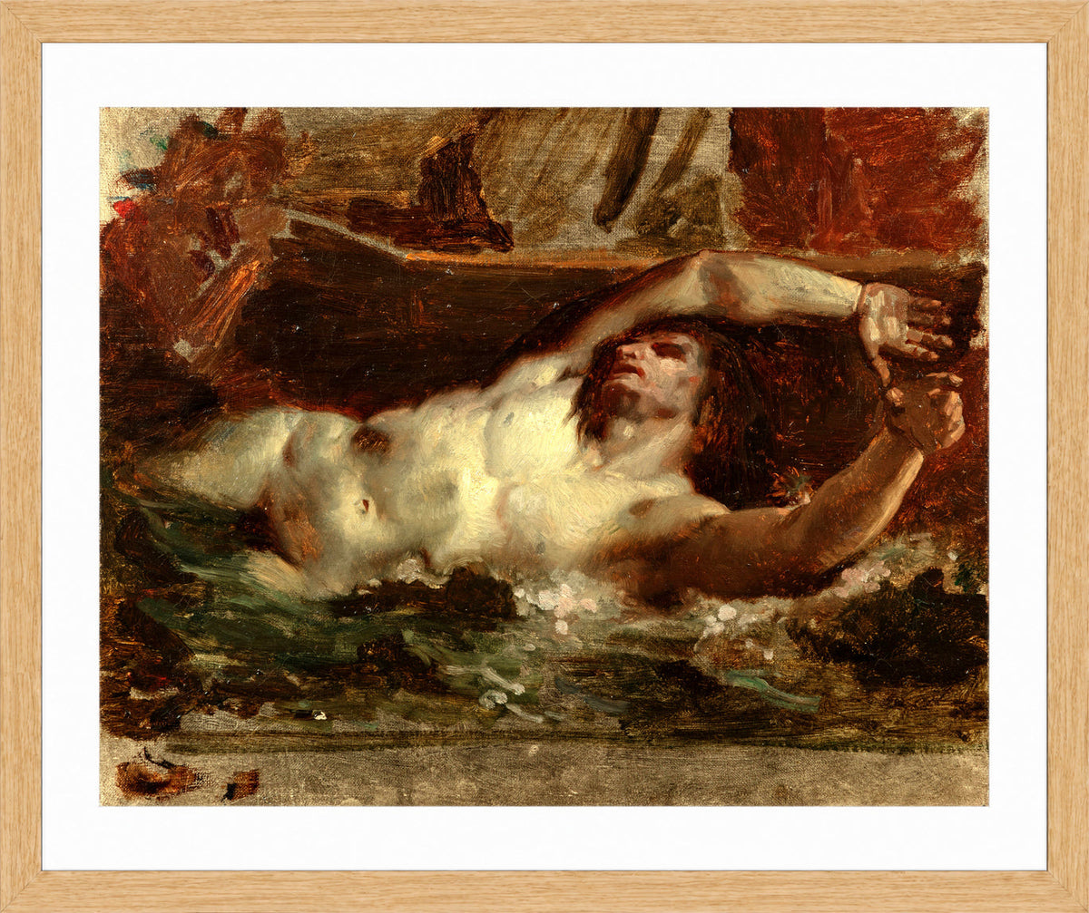 William-Adolphe Bouguereau Print, The Barque of Dante (After Delacroix) in a light oak frame