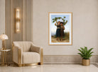 William-Adolphe Bouguereau Print, The Cherry Branch (1881) displayed in an Art Deco interior