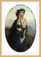 William-Adolphe Bouguereau Print, The Muse (Philomèle) (1861) in a light oak frame