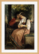 William-Adolphe Bouguereau Print, The Proposal (1872) in a light oak frame