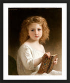 William-Adolphe Bouguereau Print, The Story Book (1877) in a black frame