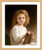 William-Adolphe Bouguereau Print, The Story Book (1877) in a light oak frame