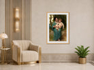 William-Adolphe Bouguereau Print, The Younger Brother (1903) displayed in an Art Deco interior