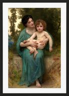 William-Adolphe Bouguereau Print, The Younger Brother (1903) in a black frame
