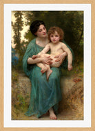 William-Adolphe Bouguereau Print, The Younger Brother (1903) in a light oak frame