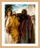 William-Adolphe Bouguereau Print, Tobias Saying Good-Bye To His Father (1860) in a light oak frame