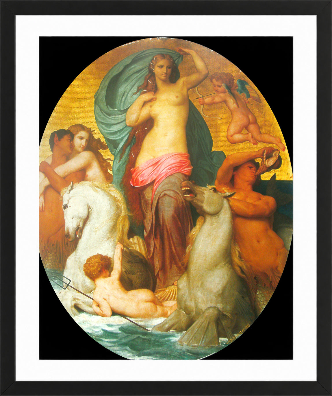 William-Adolphe Bouguereau Print, Venus Triumphant (1857) in a black frame