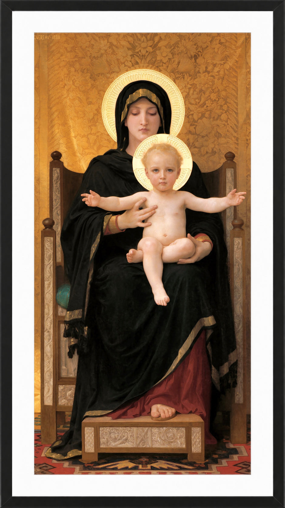 William-Adolphe Bouguereau Print, Virgin and Child (1888) in a black frame
