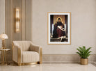 William-Adolphe Bouguereau Print, Virgin Comforter (1875) displayed in an Art Deco interior