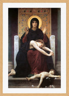 William-Adolphe Bouguereau Print, Virgin Comforter (1875) in a light oak frame