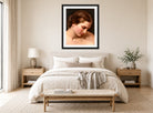 William-Adolphe Bouguereau Print, Visage de femme de profil displayed above a bed