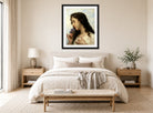 William-Adolphe Bouguereau Print, Woman with Iris (1895) displayed above a bed