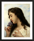 William-Adolphe Bouguereau Print, Woman with Iris (1895) in a black frame